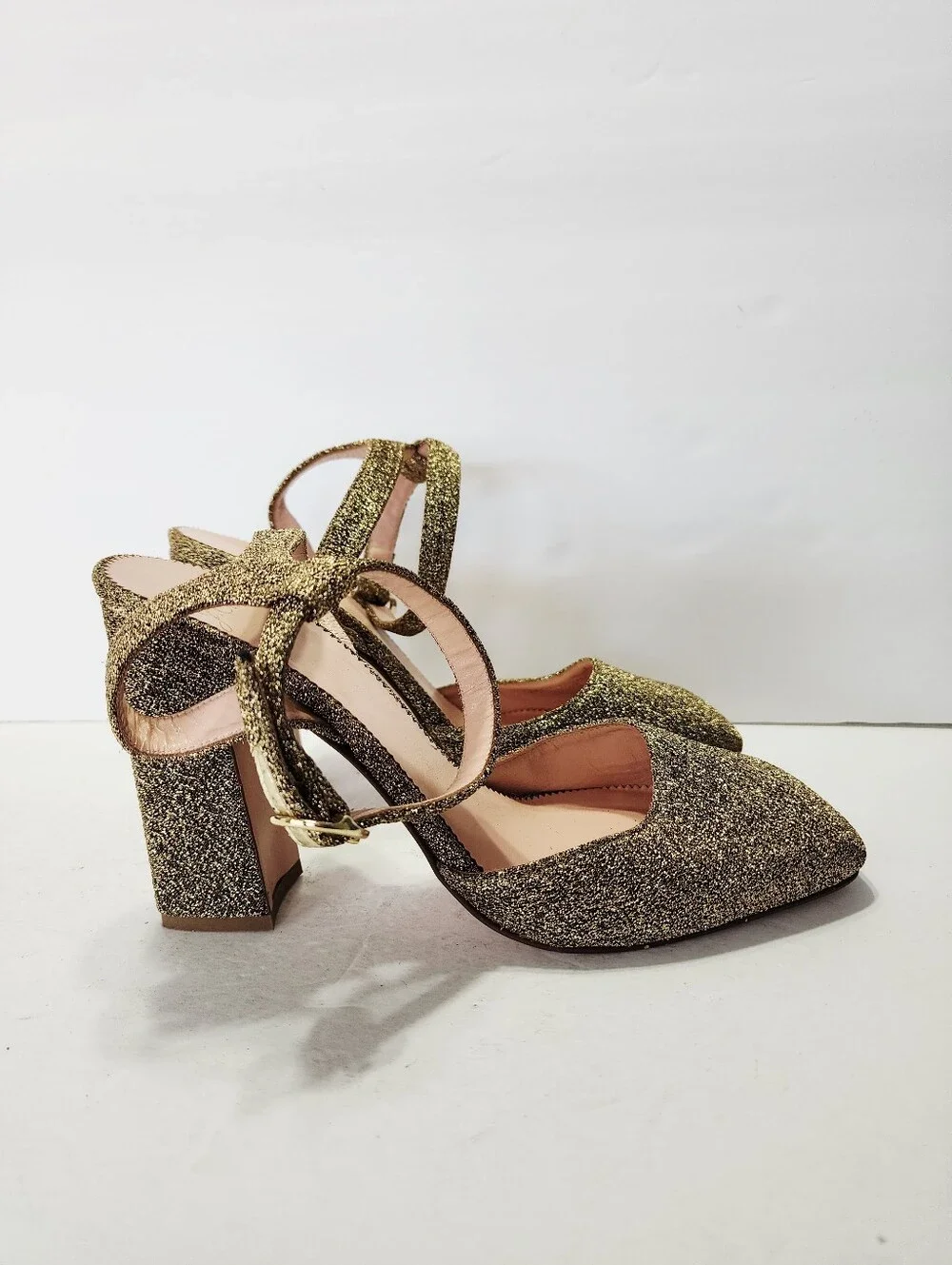 J.Crew Harlow Ankle-Strap Pumps In Magic Lurex Metallic Gold Size 10
